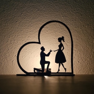 Marry Me huwelijksaanzoek romantische kandelaar, houten lantaarnpatroon, laser- en cnc-snijden, theelichthouder, DXF, SVG, EPS, Ai
