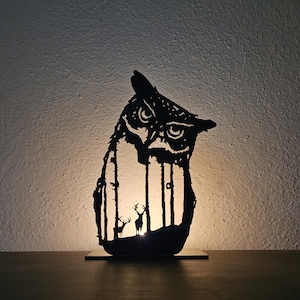 Portacandele gufo, file lanterna digitale per taglio laser, taglio CNC, portacandele, DXF, SVG, EPS, Ai, Light Shadow Box