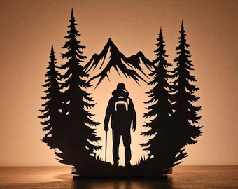 Mountain Explorer Candle Holder | Hiking SVG DXF AI (Digital Download)