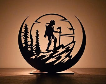 Mountain Hiker Candle Holder | Adventure SVG Design (Digital Download)