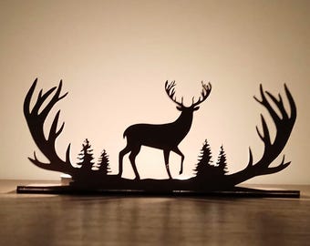 Reindeer Forest Candle Holder | Woodland SVG DXF AI (Digital Download)