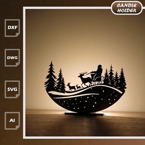 Kaarshouder kerstman sleetocht | Kerst SVG DXF AI (digitale download)