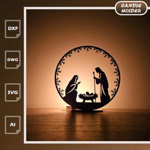 Farol de la Sagrada Familia / Silueta de la Natividad SVG DXF AI (Descarga digital)