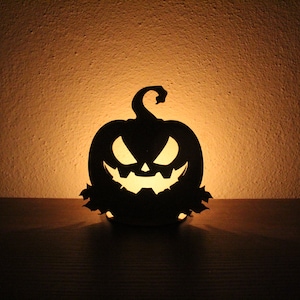 ハロウィンかぼちゃキャンドルホルダー、ランタン レーザーカット、CNC カット、DIY プロジェクト用のデジタル ファイル、DXF、SVG、EPS、Ai ファイル、ライト ボックス