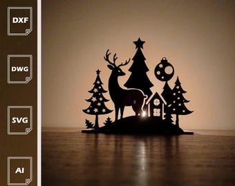Christmas Reindeer Candle Holder | SVG DXF AI (Digital Download)