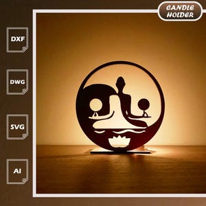 Lotus Kerzenhalter SVG: Yoga Meditation Teelicht, Laser Cut Files (Digitaler Download)