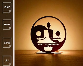 Bougeoir Lotus SVG : bougie chauffe-plat de méditation yoga, fichiers découpés au laser (téléchargement numérique)