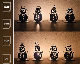 Snowman Candle Holder Bundle | Laser Cut Files (Digital Download)