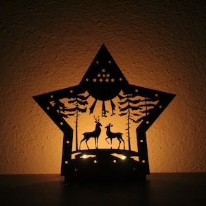 Christmas Candle Holder, Wooden Deer Lantern, Noel New Year Shadow Stand, Digital Files for Laser and Cnc Cutting,DXF,SVG,EPS Light Box