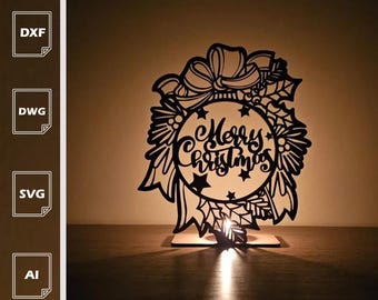 Merry Christmas Candle Holder | Ornament SVG DXF AI (Digital Download)