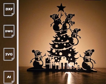 Snowman Christmas Tree Candle Holder | SVG DXF AI (Digital Download)