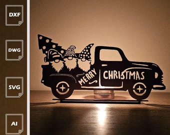 Christmas Truck Candle Holder SVG | Gnome Laser Cut File (Digital Download)