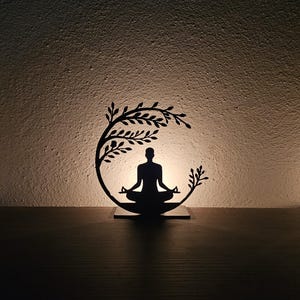 Portacandele per meditazione yoga SVG, portacandele, file digitali Glowforge per macchine laser, taglio CNC e progetti fai da te, DXF, Ai, vettore
