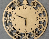 Christmas Wall Clock Digital Files, Laser and CNC cutting,diy projects,Dxf-Cdr-Ai-Svg-Dwg