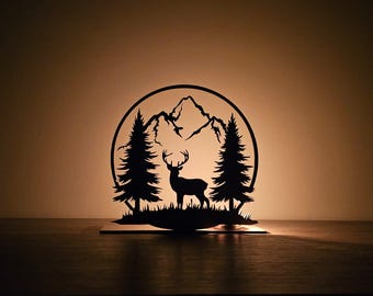 Wildlife Shadow Lantern | Deer Forest Glowforge SVG DXF (Digital Download)