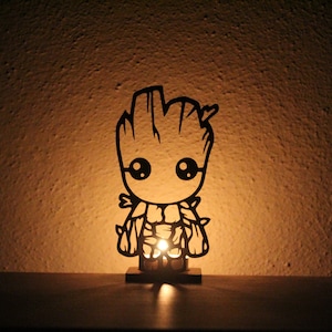 Groot Candle Holder, Wooden Lantern Pattern, Laser and Cnc Cutting, Diy Projects, DXF, SVG, EPS, Ai Files, Shadow - Light Box, Vector