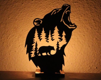 Bear Candle Holder, Wooden Lantern Pattern, Laser and Cnc Cutting, Diy Projects, DXF, SVG, EPS, Ai Files, Shadow - Light Box, Vector