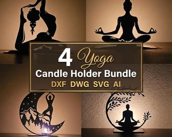 Yoga Meditation Candle Holder Set | 4 Laser Cut Designs (Digital Download)