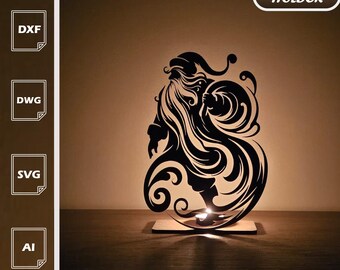 Santa Claus Candle Holder | Laser Cut Christmas SVG DXF AI (Digital Download)