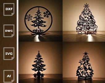 Christmas Tree Candle Holder Bundle | 4 Laser Cut SVG Files (Digital Download)