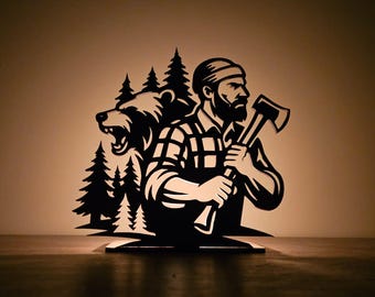 Woodsman Shadow Lantern | Rustic Glowforge SVG DXF (Digital Download)