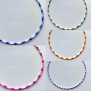 Pink Orange Blue Purple Green Seed Bead Necklaces | Belly Chain | Choker | Handmade Jewellery | Boho | Indie | Minimalist | Holiday | Summer