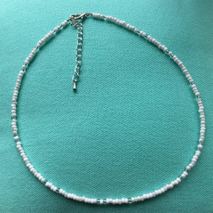 Simple White Seed Bead Necklace | Belly Chain | Choker | Handmade Jewellery | Boho | Indie | Minimalist | Holiday | Summer | Layer | Autumn