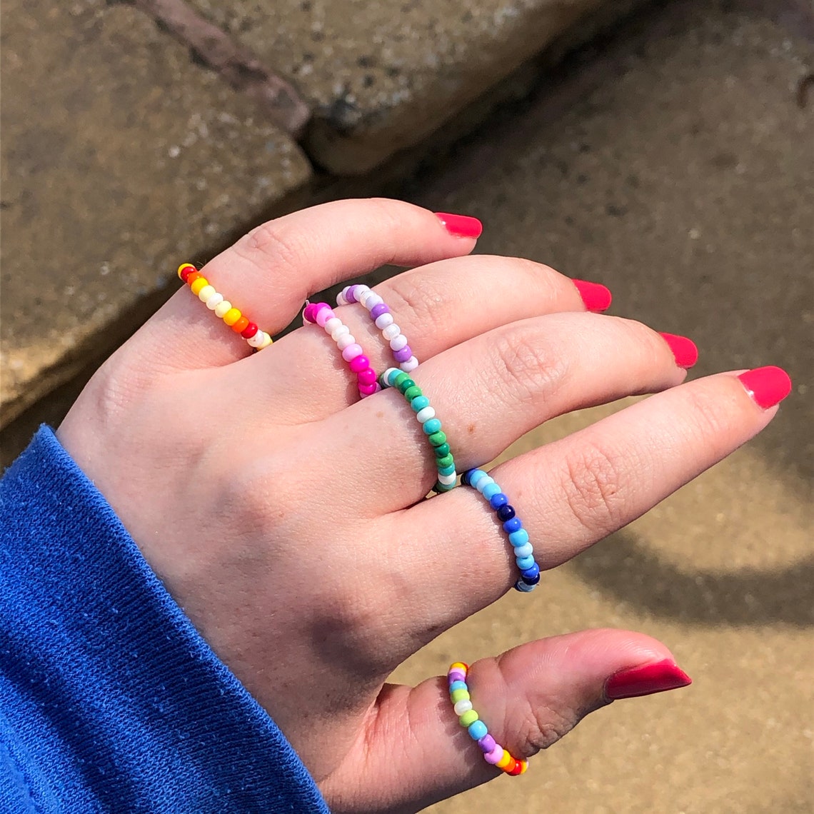 Seed Rings Seed Bead Rings | Customisable | Seed Beads | Stacking Rings ...