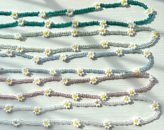 Collar de margaritas con cuentas / Brillante / Cuentas de semillas / Hecho a mano / Gargantilla / Tobillera / Pulsera / Indie / Boho / Minimalista / Viajes / Verano
