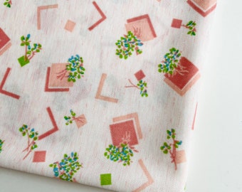 Vtg Poly Geometric Flower Fabric BTY