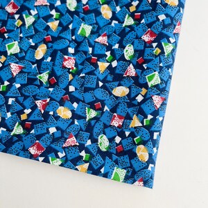 Vtg Rad 80s Style Blue Geometric Fabric BTY & BTHY