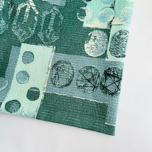 MCM Vtg Textured Fabric 1960 Half or Full Yard Cuts / Blue/Green Geometric Pattern
