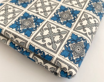 Vtg Fleur De Lis Fabric Canvas Cotton BTY & BTHY