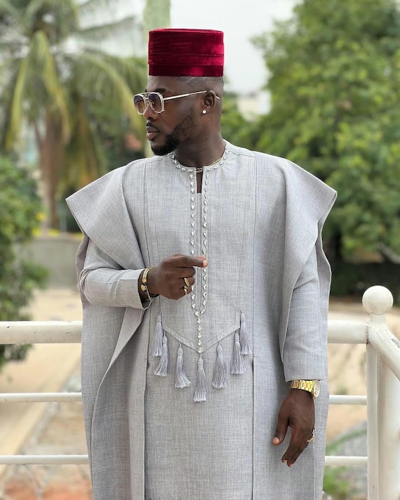 Embroidered Agbada: African Men's Wedding Suit