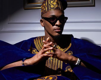 Aso Oke Agbada Roupas masculinas africanas, casamento africano, traje de noivo, terno de noivo, terno de padrinhos, bordado nigeriano Agbada Buba e Sokoto