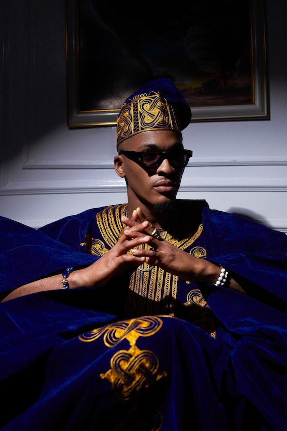 Aso Oke Agbada African Men's Clothing, African Wedding, Groom Attire, Groom Suit, Groomsmen Suit, Nigerian Embroidery Agbada Buba and Sokoto