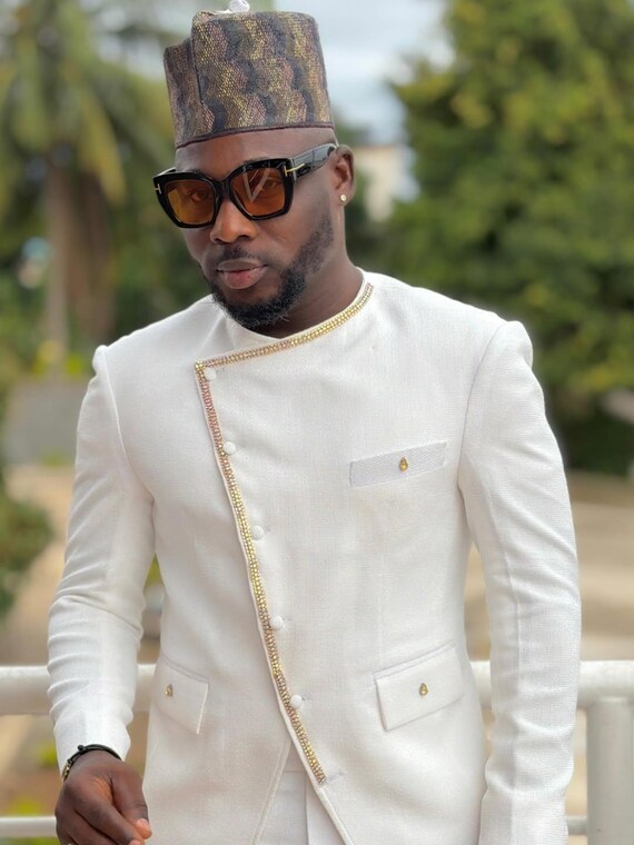 white gold dress guy African Inspired Hand-beaded Men Wedding Suit, 2 Piece Dress/men Suit Attire/native Wear/groom Latest Suit/senator Outfit, Men Party Styles 4=handle1=Double Closet=richmond-ridged-double-wardrobe-with-drawer-matte-white