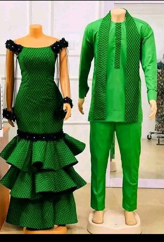 African Couples Complete Matching Wedding Outfits, African Men/women