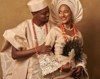 Handmade African Wedding Outfit: Matching Couple's Set