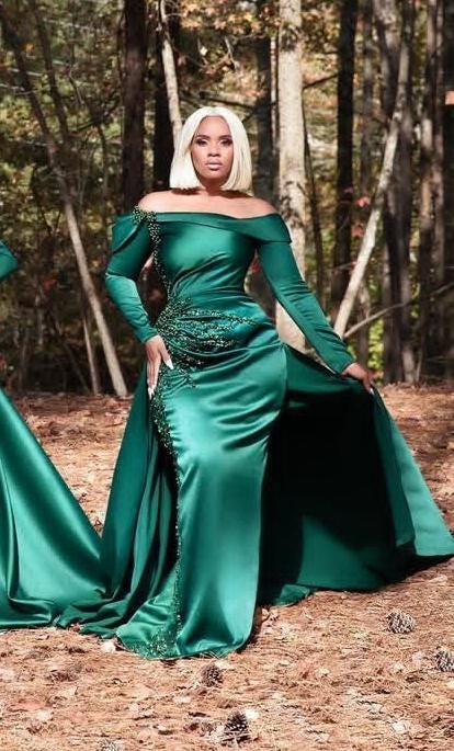Emerald Green African Dress: Handmade Women's Wedding Outfit