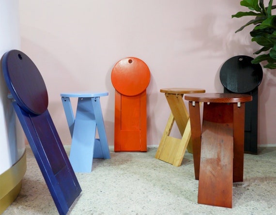 Folding Stool or Side Table folding Chair Handcrafted Folds