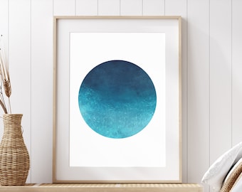 Abstract Ocean Print, Modern Art, Vacation Holiday Print, Blue Sea Printable Wall Art, Instant Download Printable Art, Wall Decor