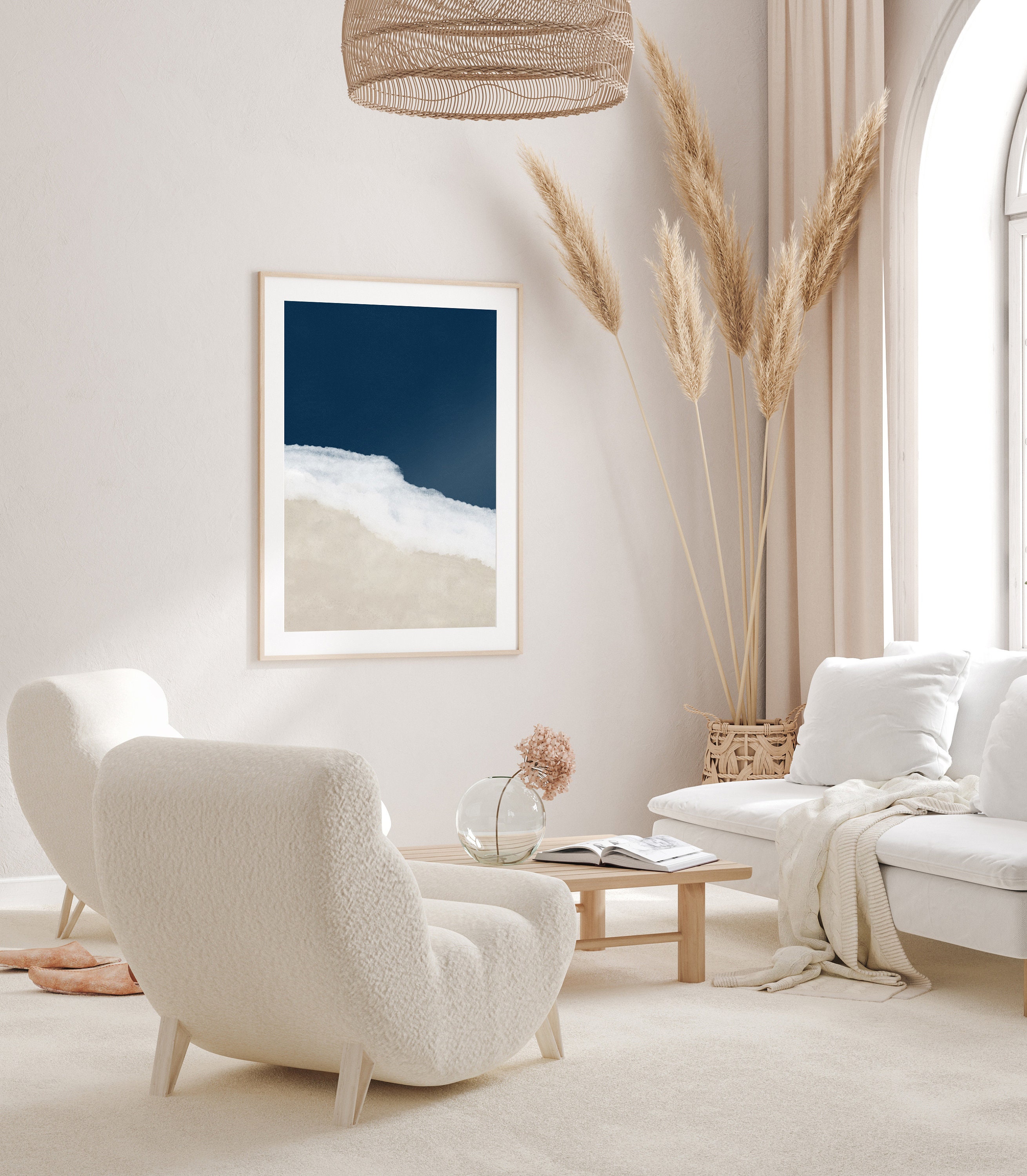 Abstract Minimalist Ocean Beach Coastal Landscape Wall Art Print