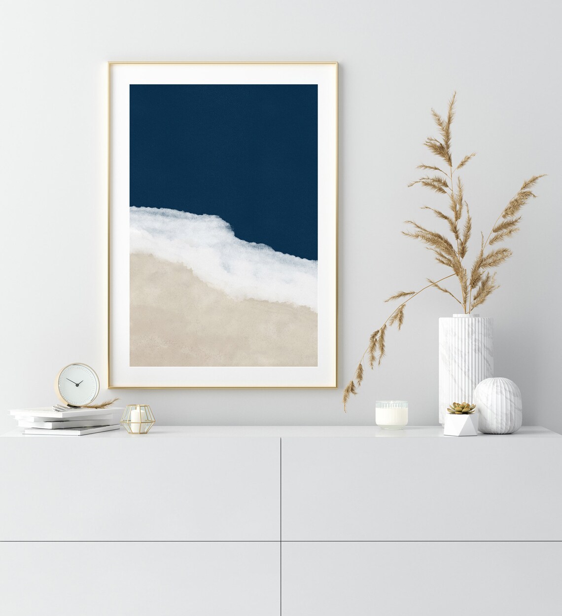Abstract Minimalist Ocean Beach Coastal Landscape Wall Art Print