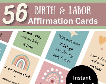 Birth Affirmations, Labor Affirmations, Birth Affirmation Cards, Natural Childbirth Mantras, Doula Gift