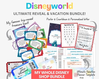 Disneyworld Trip Reveal Scavenger Hunt, WDW Resort Vacation Reveal, WDW Trip Planner, Editable Letter, Disneyworld Tickets, Countdown PDF