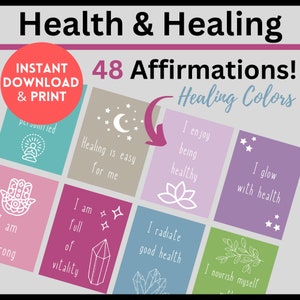 Self Care Affirmations, Wellness Affirmations, Health Affirmation Cards, Healing,Healing Affirmations, Morning Affirmations for Health