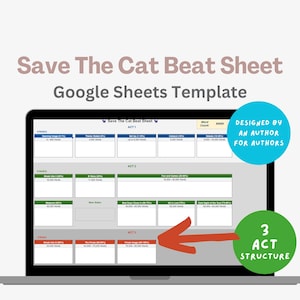 Plantilla de Save The Cat, planificador de novelas, planificador de novelas de Google Sheets, plantilla de hoja de ritmo de Save The Cat, hoja de cálculo de esquema de novela