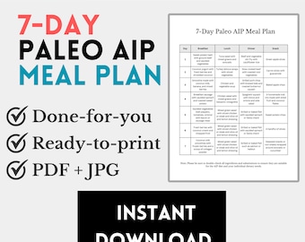 Paleo AIP Meal Plan, Autoimmune Protocol Diet Plan, Anti-inflammatory Diet Plan, Printable Paleo AIP Meals