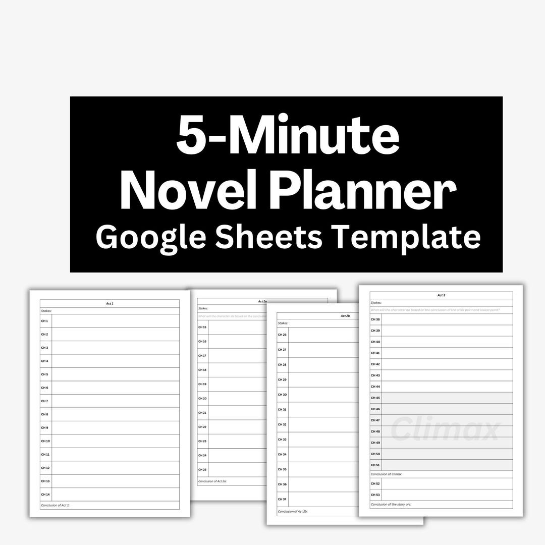 5 Minute Novel Planner Template (PDF) | Story Planner PDF | 53 Chapter ...